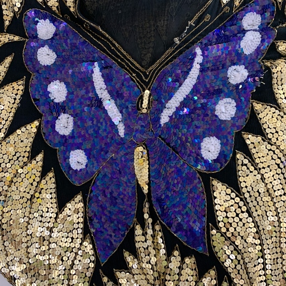 Vintage Pure Silk Sequin Butterfly Top - Picture 8 of 8